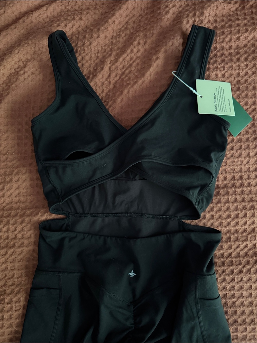 HALARA Black Cutout Seamless Crossover Jumpsuit